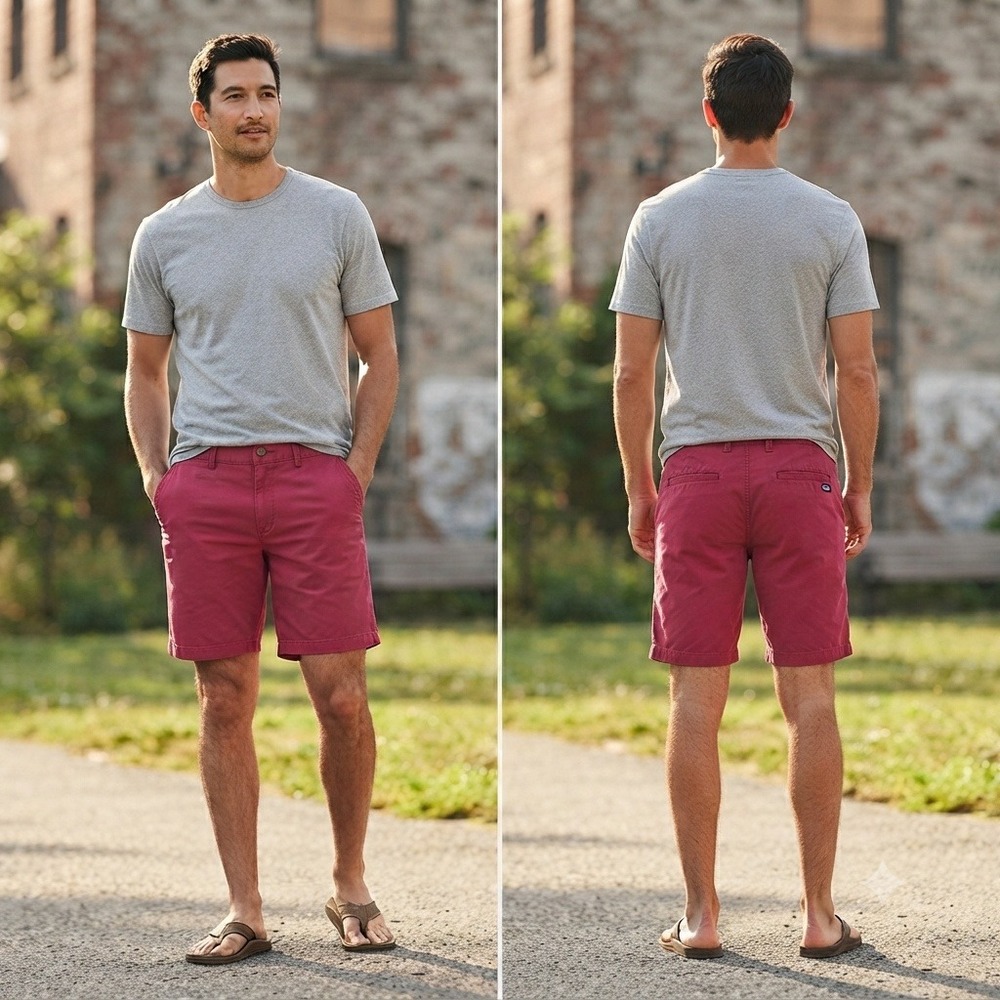 Patagonia Mens Organic Cotton Chino Shorts Dark Pink Raspberry Red Size 33